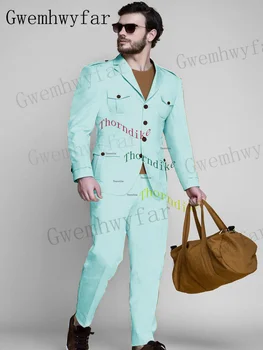 Gwenhwyfar Nane Yeşil erkek Takım Elbise Tek Göğüslü Çentik Yaka Düğün Damat Terno Moda Blazer Masculino Rahat 2 Adet