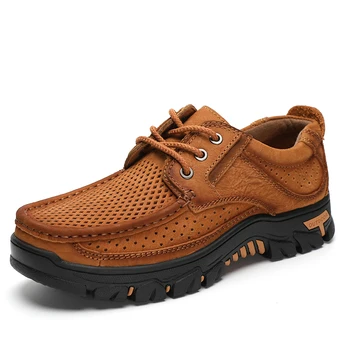 2023 Yeni erkek ayakkabısı Hakiki Deri Erkek Flats Loafer'lar Yüksek Kaliteli Nefes Açık Erkekler Sneakers Erkek rahat ayakkabılar Artı Boyutu 48