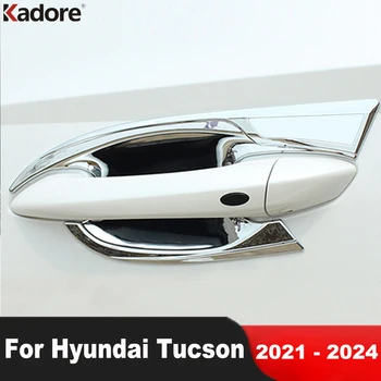 Yan Kapı Kolu kase kapağı Trim Hyundai Tucson İçin NX4 2021 2022 2023 2024 Krom Araba Dış Kolu Bardak Yerleşimi Aksesuarları