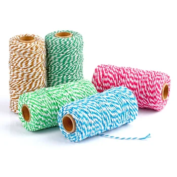 100m 2mm Pamuk Fırıncılar Sicim Dize Kordon Halat İki renkli Pamuk Zanaat Sicim Ev Tekstili Hediye Paketleme Tatil Düğün Dekor