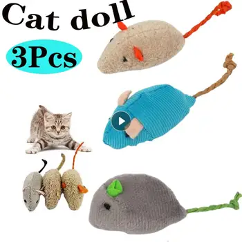 3 Adet Kedi Bebek Renkli Komik Kediler İnteraktif Oyuncak Peluş Yanlış Fare Pet Kedi Oyuncak Oyun Pet Eğitim Malzemeleri İnteraktif Aracı