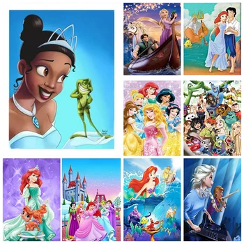 5D DIY Disney Elmas Boyama Disney Prenses Denizkızı Ariel Elsa Karikatür Sevimli Elmas Nakış Çapraz Dikiş Kiti Ev Dekor