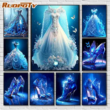 RUOPOTY Elmas Nakış düğün elbisesi 5D Elmas Boyama Yeni Gelenler Mozaik Boncuklu Resimleri Zanaat Ev Dekor