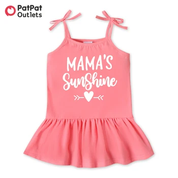 PatPat Yaz Yenidoğan Bebek Kız tasarımcı kıyafetleri %95 % Pamuk Sevimli Mektup Baskı Pilili Cami Elbise Plaj Prenses Elbise