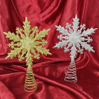 1 Adet Altın Kar Tanesi Yıldız Noel Ağacı Üst Noel Süslemeleri Ev İçin Noel ağaç dekor Navidad 2024 Yeni Yıl
