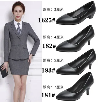 Kadın Yüksek Topuklu Ayakkabılar Rahat Siyah Kariyer Ofis iş ayakkabısı Kadın Sivri Sığ Ağız Stiletto Pompaları