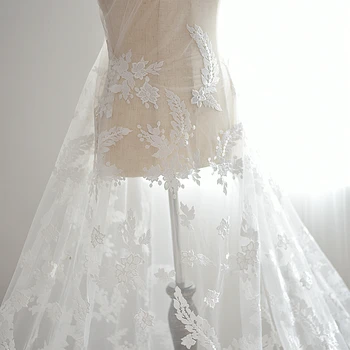 1 metre fiyat 3D El Yapımı Yaprak Aplike Örgü Dantel Kumaş düğün elbisesi Uzun Etek DIY El Yapımı Aksesuarlar
