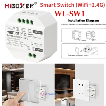 MiBoxer WL-SW1 akıllı anahtar (WiFi+2.4 G) LED Denetleyici RF İtme Dimmer AC100-240V Tuya App / Ses / Uzaktan Kumanda / Zamanlayıcı Fonksiyonu