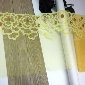 4 Metre Parlak Sarı Nakış Tül Dantel Trim DIY İç Çamaşırı Dikiş El Sanatları Simli Dantel İç Çamaşırı Sutyen İğne İşleri