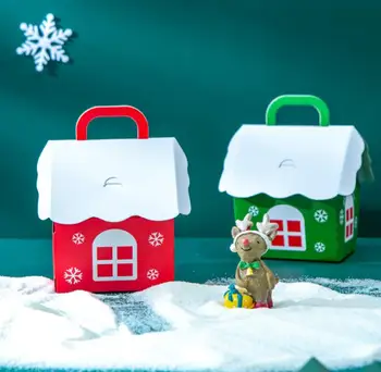 Noel hediyesi Ambalaj Kutusu Çocuk Şekerleri Paketi Kutuları Noel Partisi Dekorasyon Ev Şekilli Taşınabilir Depolama Organizatörler SN1368