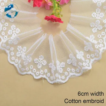 6 cm Genişliğinde Beyaz Pamuk Nakış Dantel Dikiş Şerit Kumaş Gipür Düzeltir Çözgü Örme DİY Düğün Konfeksiyon Aksesuarları#3674