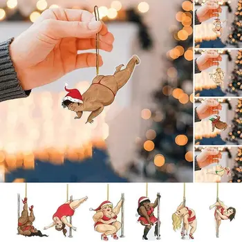 Komik Noel Prank kolye Ev Dekor Asılabilir Akrilik Noel Kar Tanesi Süslemeleri Noel Ağacı asılı dekorlar Parti
