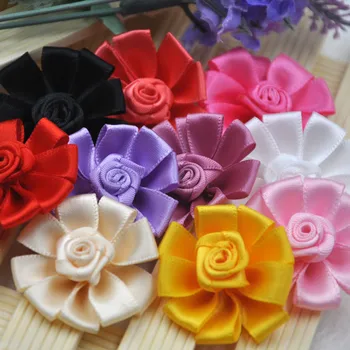 20 adet Mix Renk Saten Kurdele Çiçekler Yaylar Zanaat Dikiş Aplikler 38mm E310
