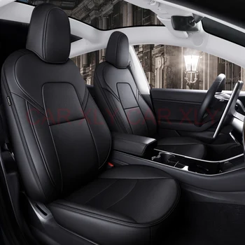 Özelleştirilmiş Stil Tam Kaplı Araba klozet kapağı Tesla Modeli 3 2019-2023 Yıl İç Aksesuarları 100 % Uygun Nappa Deri