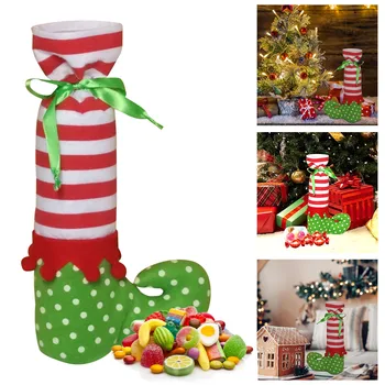 Elf Çizmeler Şeker Çanta Noel Çorap Asılı Dekorasyon Hediye Saklama Torbaları Şeker Çikolata Paketleme Çantası Noel Partisi Ev Dekorasyonu