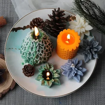 Noel Dekorasyon Kalıpları Çiçek Şekli silikon kalıp Aromaterapi Mum Kalıp Reçine Kalıpları DIY El Yapımı Sabun Kalıp Ev Dekor