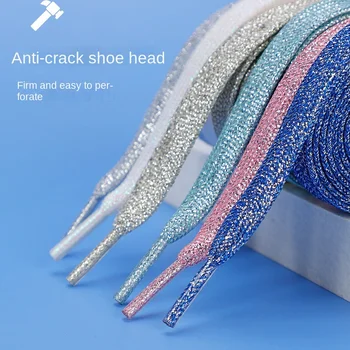 1 Çift 130cm Glitter Düz Ayakkabı Bağcıkları Moda Ayakabı Dizeleri koşu ayakkabıları Ayakkabı Çizme Ayakkabı Bağı Renkli Parlak Shoestrings