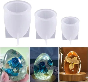 3 Adet Yumurta Şeklinde Top silikon kalıp DIY El Sanatları Yapımı Masa Lambası Ev Dekorasyon Sevgililer Paskalya Oval Epoksi Reçine Kalıpları