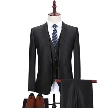 4XL(Ceket + Pantolon)High-end Marka yüksek kaliteli zarif Resmi Iş Erkek Takım Elbise 2 parça düğün groomsmen Elbise Düz Renk Takım Elbise