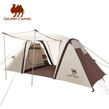 Altın Deve 5-8 Kişi Büyük Kamp Çadırı Çift Katmanlı Su Geçirmez İki Yatak Odalı Seyahat Aile Partisi için Balıkçılık Güneş Barınak