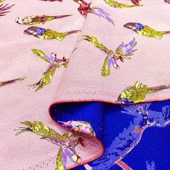 Ipliği Boyalı Brokar Jakarlı Kumaş Papağan Desen Elbise Takım Elbise Ceket Bahar Yaz Sonbahar Giyim Marka Moda Tasarım Dikiş Kumaş
