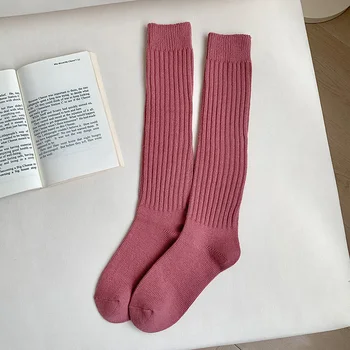 Sonbahar Ve Kış Çift İğne Çukuru Şeritler Gösterisi İnce Ve Sıcak Buzağı Çorap çocuk Orta Tüp Tatlı Ve Baharatlı Diz Boyu Çorap