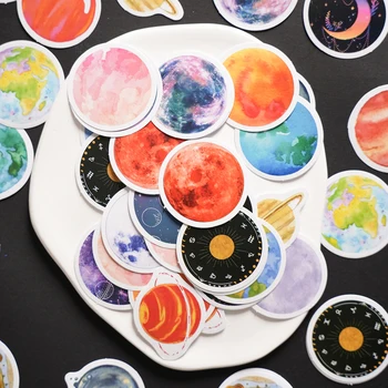 46 adet/grup Kutulu Scrapbooking sticker Karikatür gezegen tema Dekoratif El Sanatları Kırtasiye Sticker