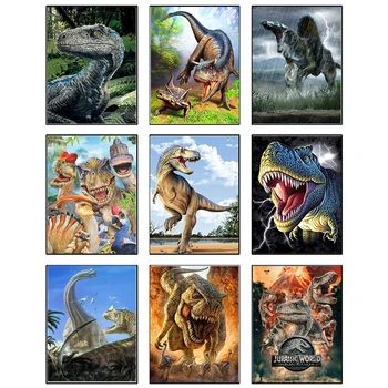 5D DİY Elmas Boyama Dinozor Tam Matkap Kare Yuvarlak Hayvan Elmas Nakış Mozaik Taklidi Resimleri Ev Dekorasyon