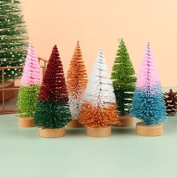 1: 12 Evcilik Minyatür 10cm Çift Renk Yılbaşı Ağacı Modeli Ev Süsleme Mikro Peyzaj Dekor Oyuncak Bebek Evi Aksesuarları