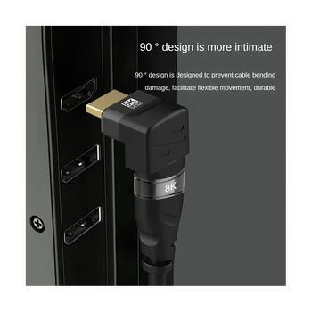 8K HDMI Uyumlu 90 Derece Sağ Açı Adaptörü HDMI Uyumlu Erkek Dişi Dirsek Konektörü HD Uzatma Konektörü