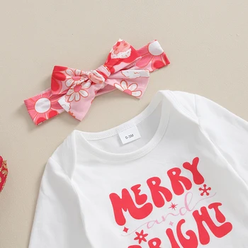 Bebek Bebek Kız Noel Kıyafetleri Mektup Baskı Romper Elastik Santa Alevlendi pantolon seti Sevimli Yenidoğan Sonbahar Giysileri