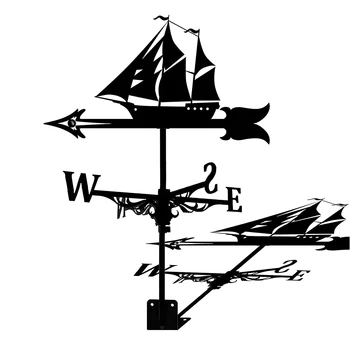 Yelkenli rüzgar gülü-Retro Yelkenli Rüzgar Gülü Siluet, Dekoratif Rüzgar Yönü Göstergesi Açık Bahçe Çatısı