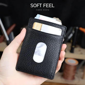Ultra İnce Erkek Hakiki deri kartlık Çanta Mini Küçük bozuk para cüzdanı Kılıfı Kartvizit Yuvası Cep Kredi Banka Kartları Kasa
