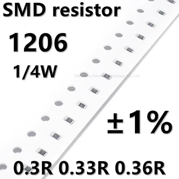 (100 adet) 1206 SMD direnci 1 %0.3 R 0.33 R 0.36 R 1 / 4W yüksek kalite