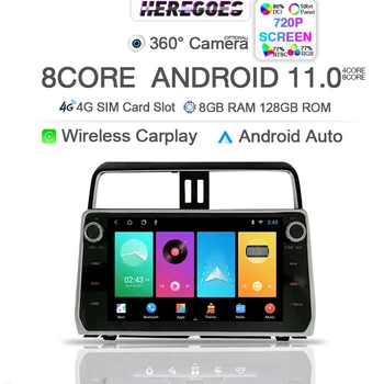 Carplay 720P Android 11.0 Araba DVD Oynatıcı Toyota Land cruiser Prado 150 İçin 2018 2019 2020 4G LTE Navigasyon GPS Radyo Stereo DSP