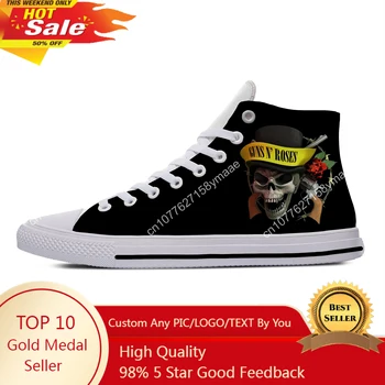 Sıcak 3D Guns N Rose Ağır Metal Rock Grubu Moda Komik Rahat Bez Ayakkabı Erkekler Kadınlar gündelik ayakkabı Yüksek Top Son spor salonu ayakkabısı