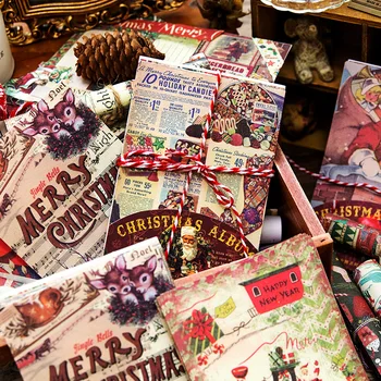 30 adet / grup Memo Pedleri Malzeme Kağıt Noel Albümü Önemsiz Günlüğü Scrapbooking Kartları Retro Arka Plan dekorasyon kağıdı
