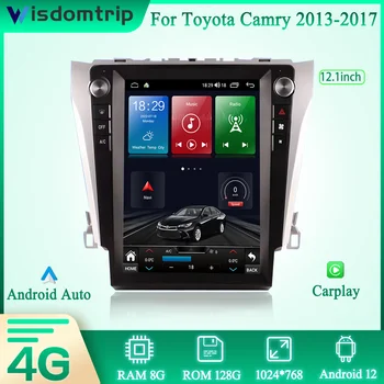 12.1 İnç Tesla Tarzı Toyota Camry 2013-2017 İçin Akıllı Multimedya Video Oynatıcı Radyo GPS 4G Navigasyon Android12 Carplay