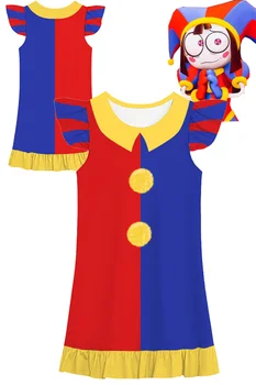 Çocuk Kız Pomni Cosplay Gecelik Kıyafet Karikatür TV İnanılmaz Cosplay Dijital Sirk Disguise Gecelik Kostüm Cadılar Bayramı Takım Elbise