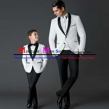 Rahat Siyah Şal Yaka Erkek Takım Elbise Beyaz Düğün Damat Slim Fit Smokin Klasik Resmi Iş Blazer 2 Parça Setleri (ceket + Pantolon)