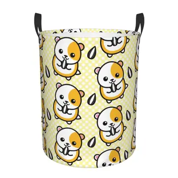 Katlanır çamaşır sepeti Hamster Ayçiçeği Sarı Polka Noktalar Kirli Giysiler Oyuncaklar Depolama Kova Dolap Giyim Organizatör Sepet