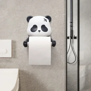 Reçine Karikatür Panda rulo kağıt havlu tutucu Doku Rafı Banyo Duvara monte Punch - ücretsiz Raf Doku Rafı Rulo Kağıt Askı Rafı