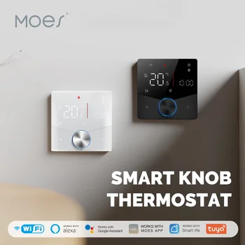 MOES WiFi akıllı ısıtma düğmesi termostat dokunmatik lcd ekran ekran sıcaklık kontrol cihazı su gaz kazanı için elektrikli ısıtma