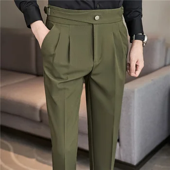 2023 Sonbahar Kış Kalın Yün erkek Pantolon Moda Rahat İş Elbisesi Slim Fit Ofis Sosyal Pantolon Pantalon Homme