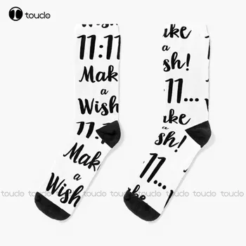 11: 11 Bir Dilek Tut !! Çorap Beyaz futbol çorapları Erkekler Unisex Yetişkin Genç Gençlik Çorap Kişiselleştirilmiş Özel 360° Dijital Baskı