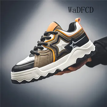 Spor ayakkabı Rahat Artı Boyutu 45 Erkek Tasarımcı spor salonu ayakkabısı Moda Mikrofiber Deri Nefes Yüksekliği Artan düz platform ayakkabılar