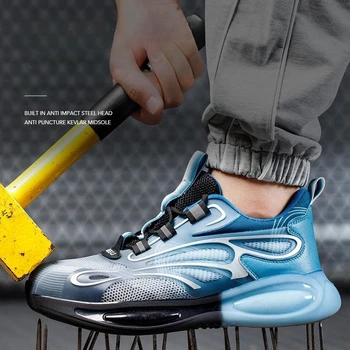 Yeni Moda Güvenlik Botları Erkekler için iş ayakkabısı Hafif Nefes Çelik burun Delinme Geçirmez Güvenlik Ayakkabıları Unisex Kaymaz Çizmeler