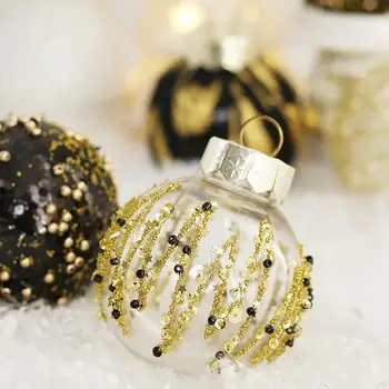 Noel Işıltılı Ağacı Topları Noel Top Süsler Kırılmaz PVC 2.36 inç / 6 cm Noel dekoratif toplar Siyah Altın