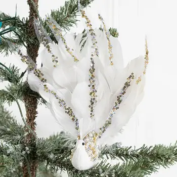 2 Adet Noel Ağacı Kolye Gerçekçi 3D Tüy Tavuskuşu Tasarım Gerçekçi Doku Simülasyon Kolye Ağacı El Sanatları Dekorasyon