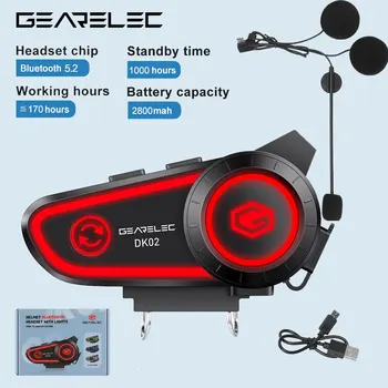 GEARELEC DK02 Motosiklet Kask Kulaklık Stereo Bluetooth Eller Serbest Çağrı IPX7 Su Geçirmez 2800mAh Üç Renkli Ortam ışığı